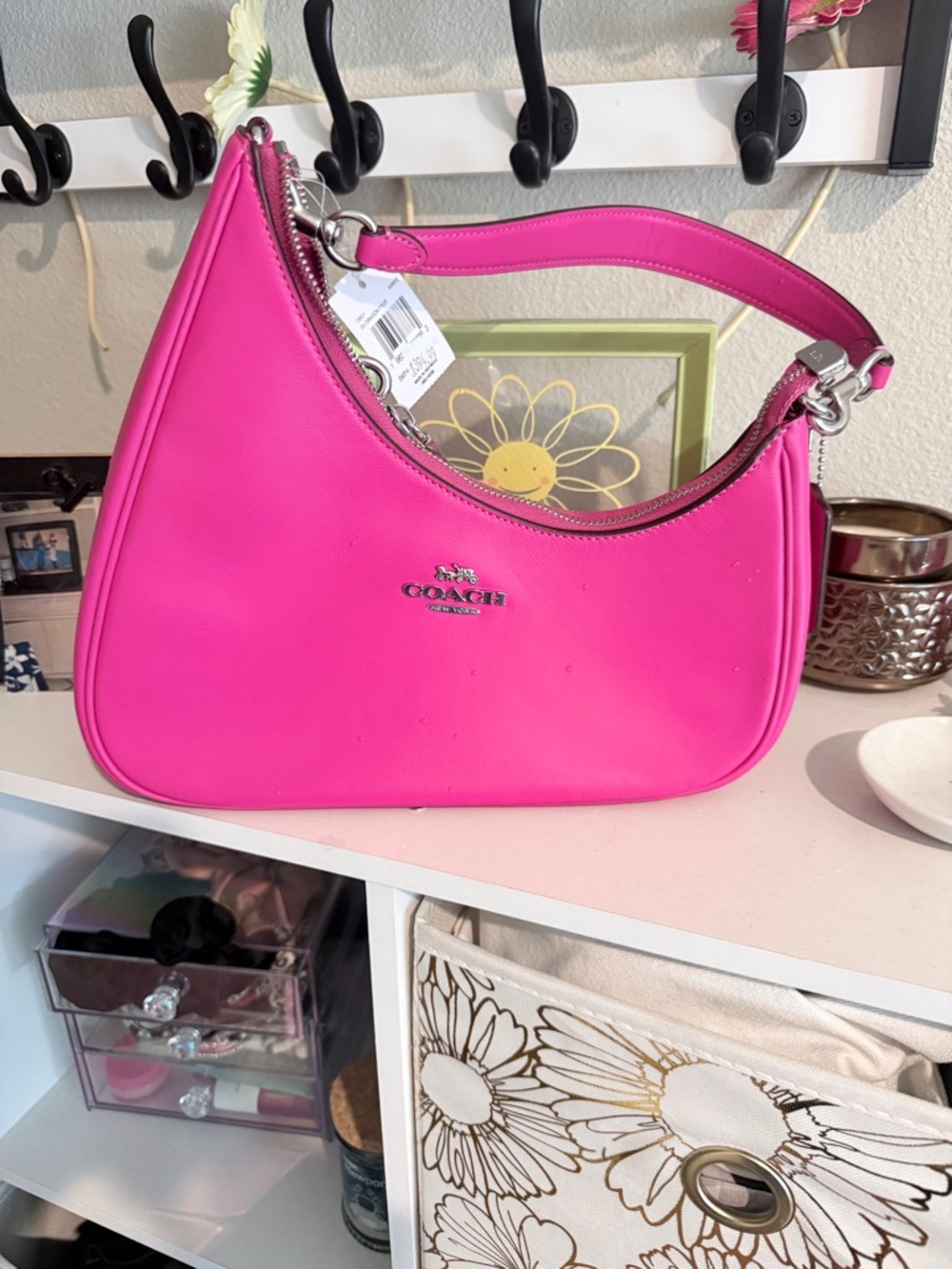 COACH Hot Pink Leather Shoulder Hobo